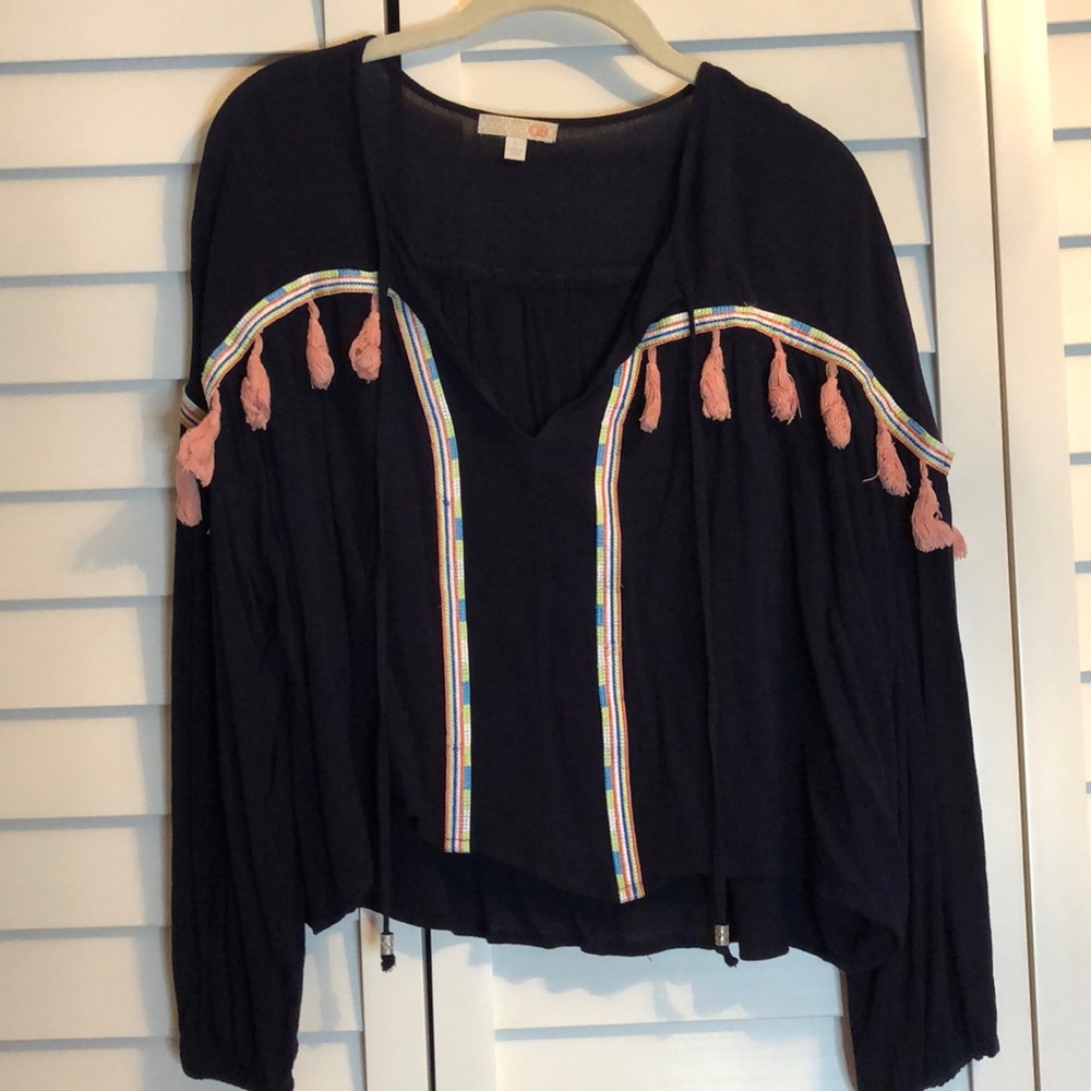GB Navy Blue Tassel Top size small